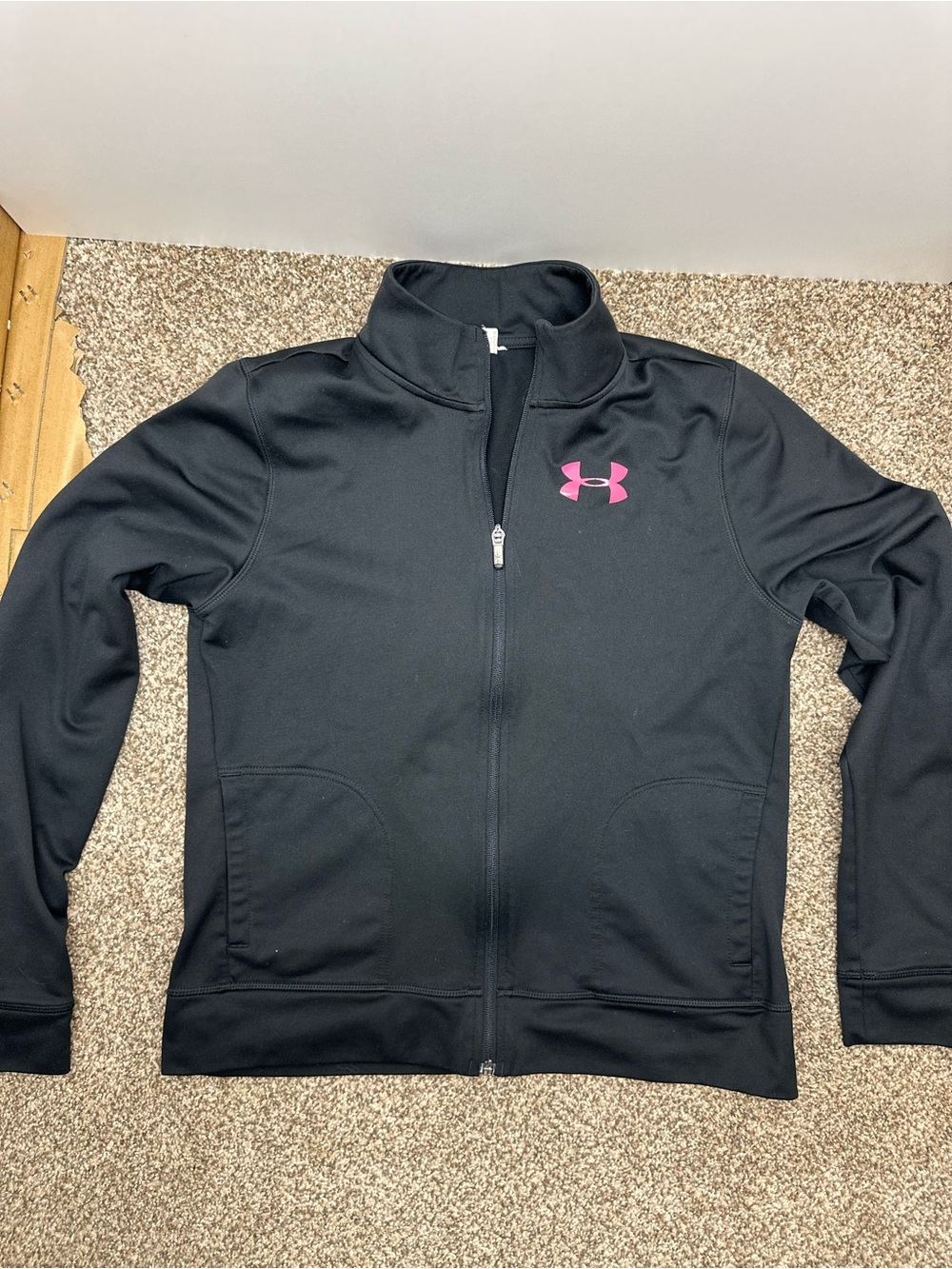 Under Armour Black Women's Full-Zip Bomber Jacket with Pink Logo